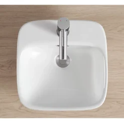 Vasque semi-encastrée carrée céramique blanc Carla