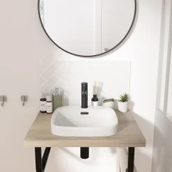 Vasque semi-encastrée carrée céramique blanc Carla