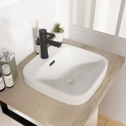 Vasque semi-encastrée carrée céramique blanc Carla