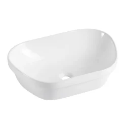 Vasque semi-encastrée galet céramique blanc Ola