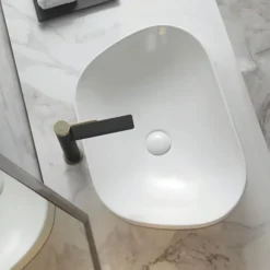 Vasque semi-encastrée galet céramique blanc Ola