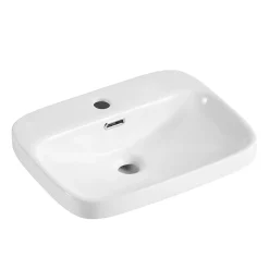 Vasque semi-encastrée rectangulaire céramique blanc Carla