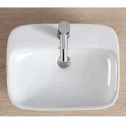 Vasque semi-encastrée rectangulaire céramique blanc Carla