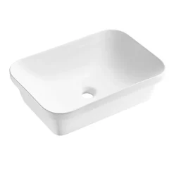 Vasque semi-encastrée rectangulaire céramique blanc Theodor