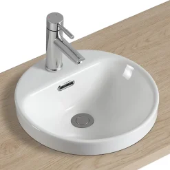 Vasque semi-encastrée ronde céramique blanc Carla