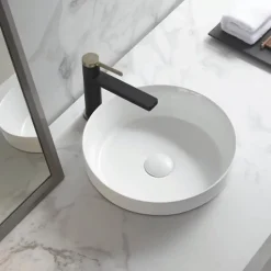 Vasque semi-encastrée ronde céramique blanc Aito