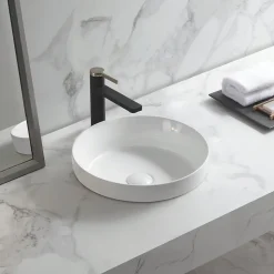 Vasque semi-encastrée ronde céramique blanc Aito