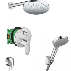 Vernis Blend Set de douche tout en 1 avec Douche de tête 205mm + Douchette 2 jets, Chrome (VernisBlend-1)