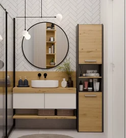 VERONA - Armoire de salle de bains - 170x40x30 cm - Meuble colonne de rangement SDB