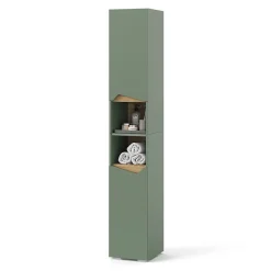 Vicco Vert/Artisan 30x180cm avec portes et compartiments ouverts