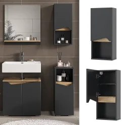 Vicco Armoire de Anthracite 30x67cm avec porte et compartiment ouvert