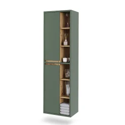 Vicco Armoire de salle de bain Vert/Anthracite 50x170cm avec des étagères ouvertes