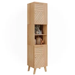 Vicco Armoire de salle de bain Bambou 40x177cm avec 2 portes