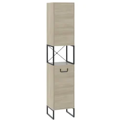 Vicco Armoire de salle de bain Chêne/noir 36x185cm avec 2 portes