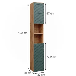 Vicco Armoire de salle de bain Vert/force de lor Chêne 30x192cm