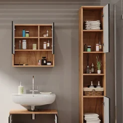 Vicco Armoire de salle de bain Anthracite avec structure en nid dabeille 30x192cm