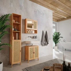 Vicco Armoire de salle de bain Bambou 30x170cm