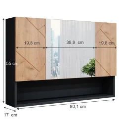 Vicco Armoire de toilette Chêne doré/anthracite 80.1x55cm
