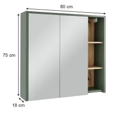 Vicco Armoire de toilette Vert/Artisan 80x75cm avec des étagères ouvertes