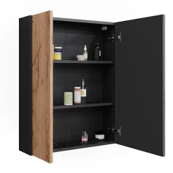 Vicco Armoire de toilette avec miroir Anthracite/chêne doré 60x75cm