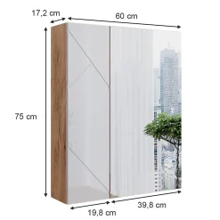 Vicco Armoire de toilette Chêne doré/blanc brillant 60x75cm