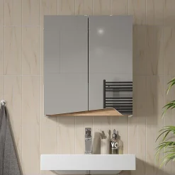Vicco Armoire de toilette Blanc/Artisan 60x67cm avec étagère réglable en hauteur