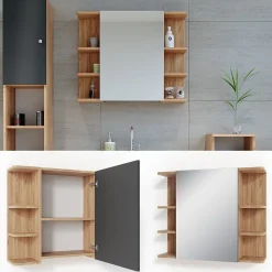 Vicco Armoire de toilette Chêne de force doré 79.6x64cm