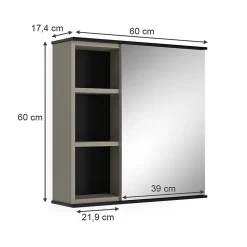 Vicco Armoire de toilette Grège 60x60cm avec miroir