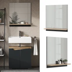 Vicco Armoire de toilette Anthracite 60x67cm avec étagère