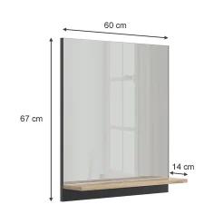 Vicco Armoire de toilette Anthracite 60x67cm avec étagère