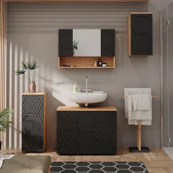 Vicco Armoire de toilette Anthracite avec structure en nid dabeille 80.1x55cm