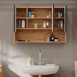 Vicco Armoire de toilette Anthracite avec structure en nid dabeille 80.1x55cm