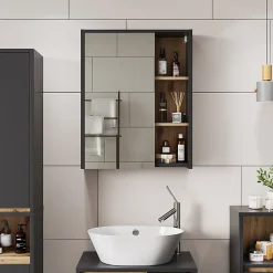 Vicco Armoire de toilette Gris/Artisan 60x75cm avec des étagères ouvertes