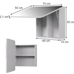 Vicco Armoire de toilette Blanc 70x50cm avec des étagères