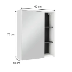 Vicco Armoire de toilette blanc/gris 60x75cm avec étagères ouvertes