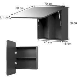 Vicco Armoire de toilette Anthracite 70x50cm avec des étagères