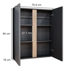 Vicco Armoire de toilette Anthracite 70.4x84cm avec 2 portes