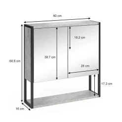 Vicco Armoire de toilette Béton 60x60.6cm