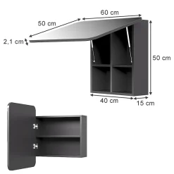 Vicco Armoire de toilette Anthracite 60x50cm avec des étagères
