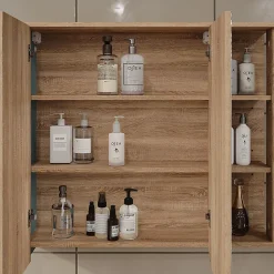 Vicco Armoire de toilette Sonoma/Bleu 80x75cm avec miroir