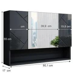 Vicco Armoire de toilette Anthracite Haute brillance 80.1x55cm