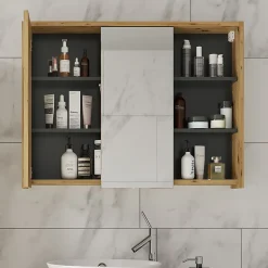 Vicco Armoire de toilette Chêne/Anthracite 100x75cm