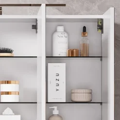 Vicco Armoire de toilette Blanc 100x60cm avec 3 portes et éclairage LED