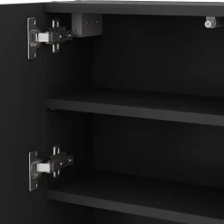 Vicco Armoire de toilette Noir 54x55cm avec porte et compartiments ouverts