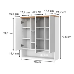 Vicco Armoire de toilette Blanc 70x77.5cm avec 3 portes
