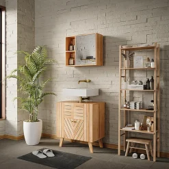 Vicco Armoire de toilette Bambou 54x44.5cm avec miroir