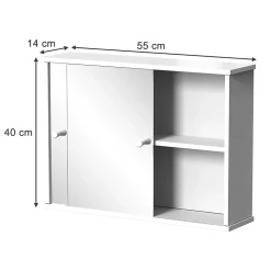 Vicco Armoire de toilette Blanc 55x40cm avec 2 portes coulissantes