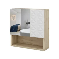 Vicco Armoire de toilette Blanc 54x55cm avec porte et compartiments ouverts