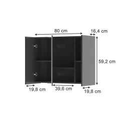 Vicco Armoire de toilette Anthracite 80x59.2cm avec des étagères