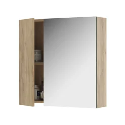 Vicco Armoire de toilette Chêne de force doré 60x59.2cm Avec étagères et 1 porte miroir